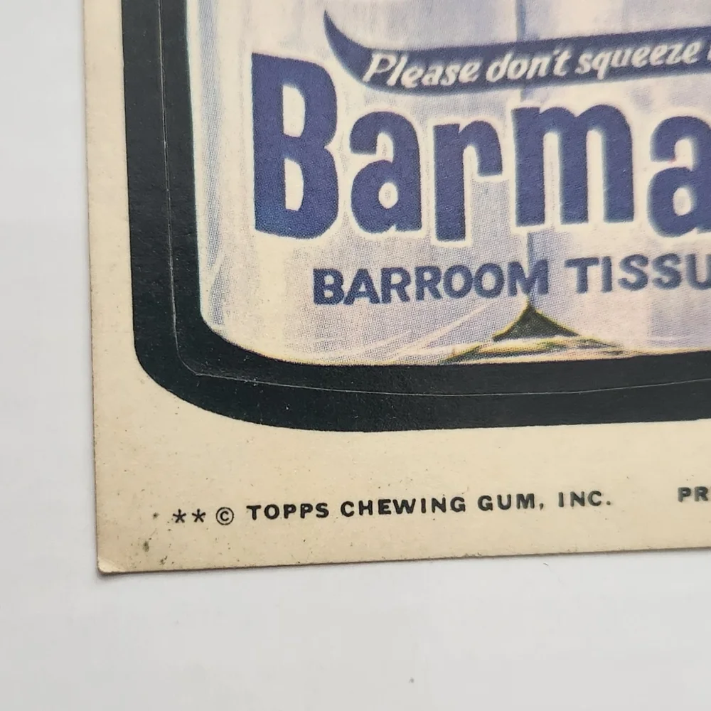 🧻 RARE Tan Back Vintage 1973 Wacky Packages - Barman Sticker (Topps) trading🍻